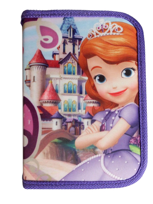 420D Sofia Princess Zipper Pencil Case 13.5×19.5×3.5 cm With Rubber Puller