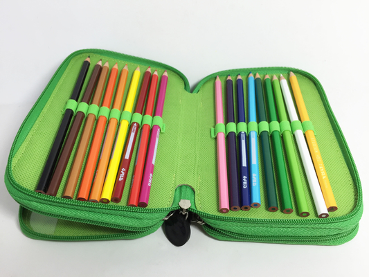 Green Childrens 3 Zip Pencil Case Triple Tier Bag 12.5×19.5×6 cm
