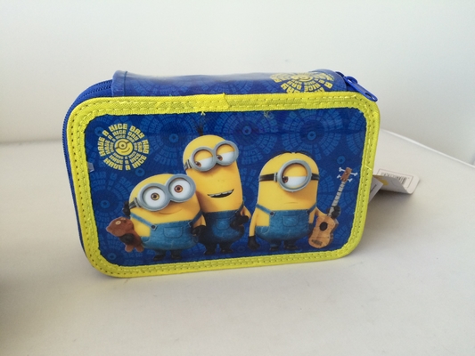 Le PVC adaptent la couleur bleue de trousse d'écolier de fermeture éclair de l'école 3 pour l'impression en soie d'enfants